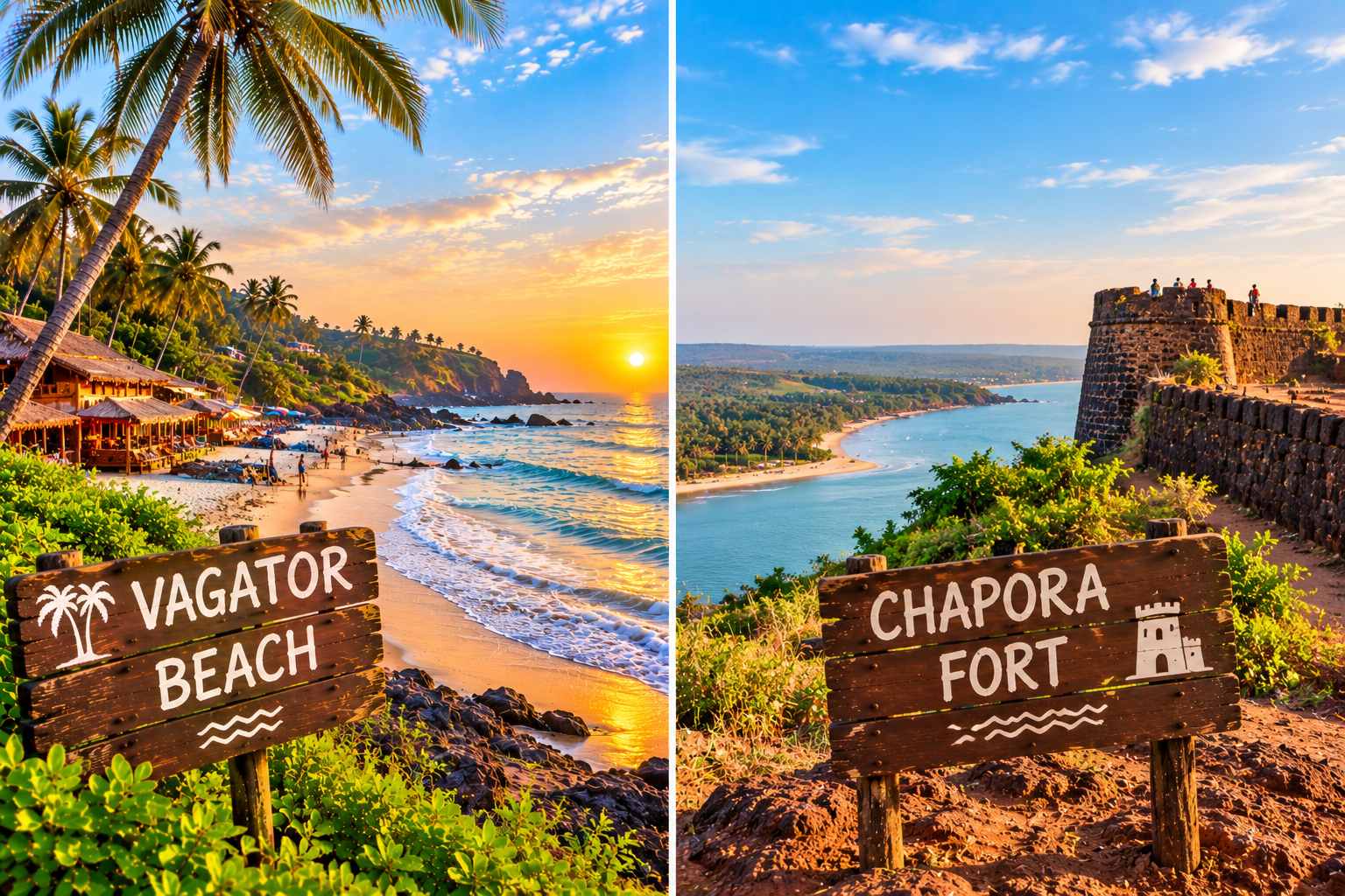 Vagator Beach and Chapora Fort