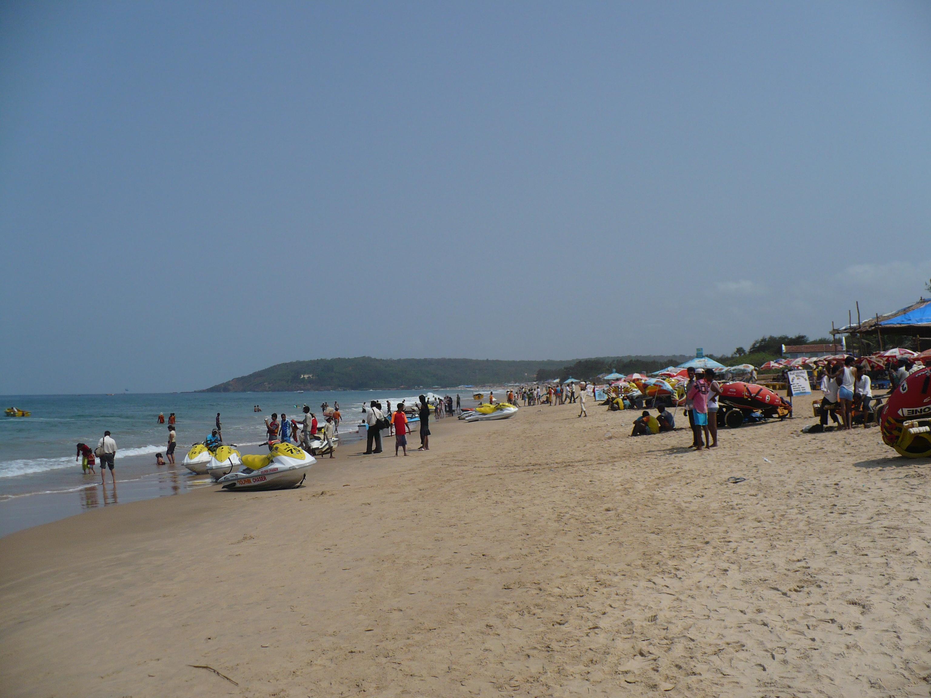 Calangute Beach, North Goa, viewed along the shoreline