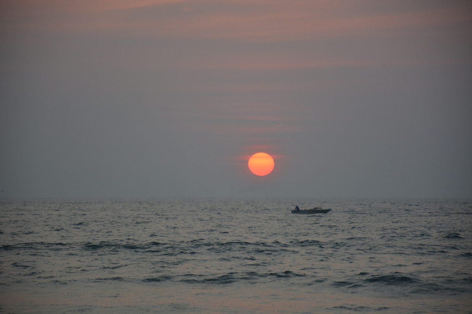 Sunset over the sea off the Goa coast