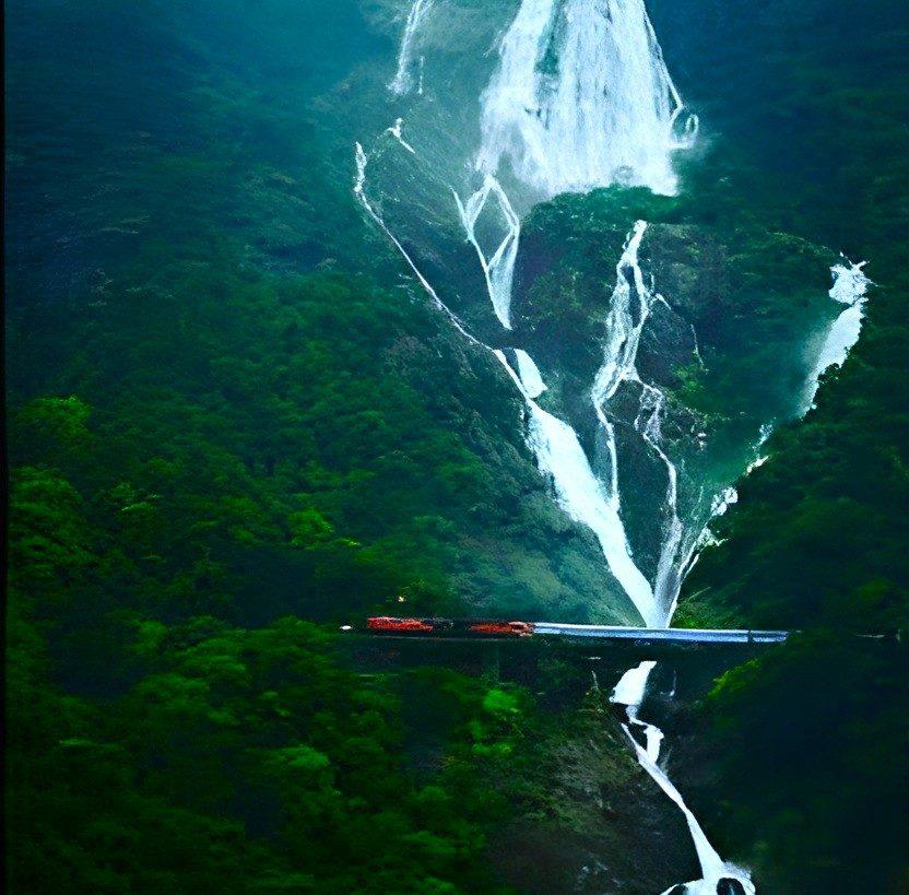 Dudhsagar falls and the railway bridge across it